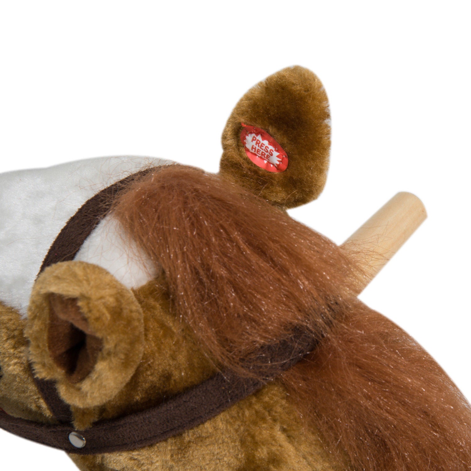 Kids Plush Toy Rocking Horse Pony Toddler Ride on Animal for Girls Pink Birthday Gifts with Realistic Sounds, Brown