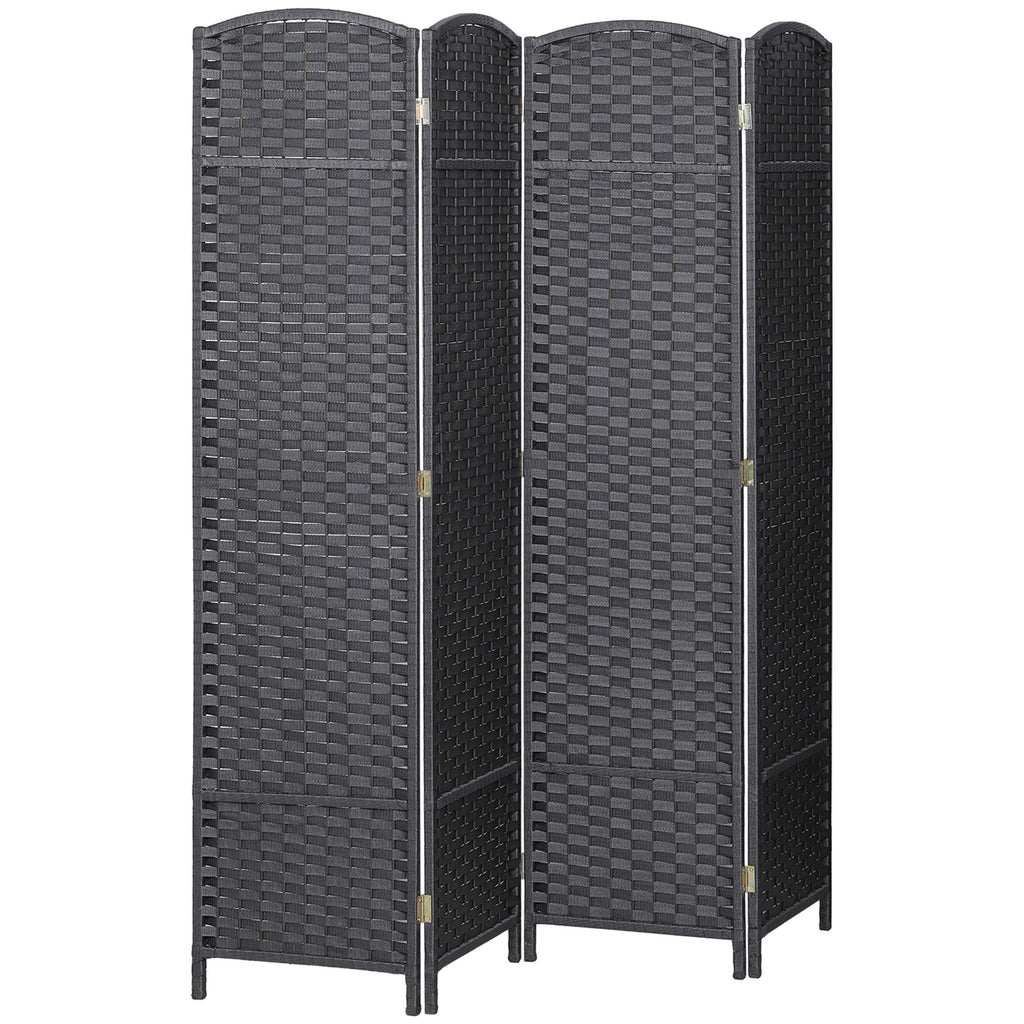 Folding Room Divider Screen 4 Panel 5.6 ' Tall Privacy Screen Freestanding Room Partition for Home Office, Charcoal Gray