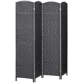 Folding Room Divider Screen 4 Panel 5.6 ' Tall Privacy Screen Freestanding Room Partition for Home Office, Charcoal Gray