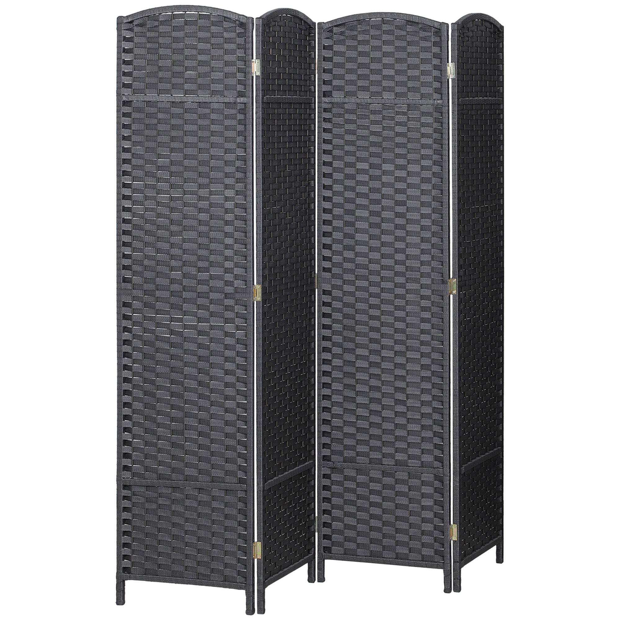 Folding Room Divider Screen 4 Panel 5.6 ' Tall Privacy Screen Freestanding Room Partition for Home Office, Charcoal Gray