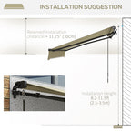 10' x 8' Retractable Awning, 280gsm UV Resistant Sunshade Shelter for Deck, Balcony, Yard, Beige