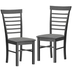 Wooden Dining Chairs Set of 2, Farmhouse Upholstered Kitchen Chairs with Rubber Wood Frame, Black and Gray