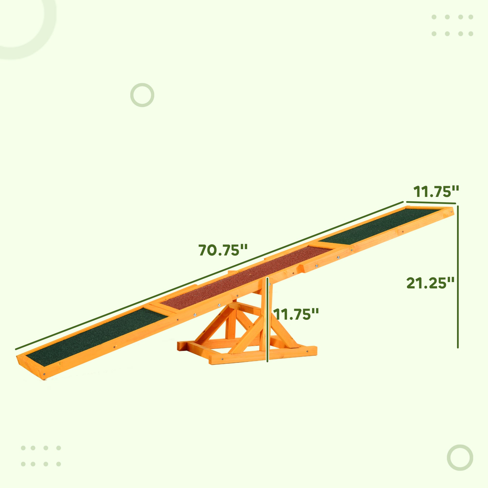 Wooden Dog Agility Seesaw for Balance Training and Exercise, Platform Equipment Run Game Toy, Weather Resistant Pet Supplies, for Outdoor Backyard, 71" L x 12" W x 12" H, Natural