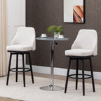 Bar Height Bar Stools Set of 2, Modern 360° Swivel Kitchen Chairs with Steel Legs and Footrest, 29.5 Inch Seat Height Upholstered Barstools for Kitchen Island, Cream White