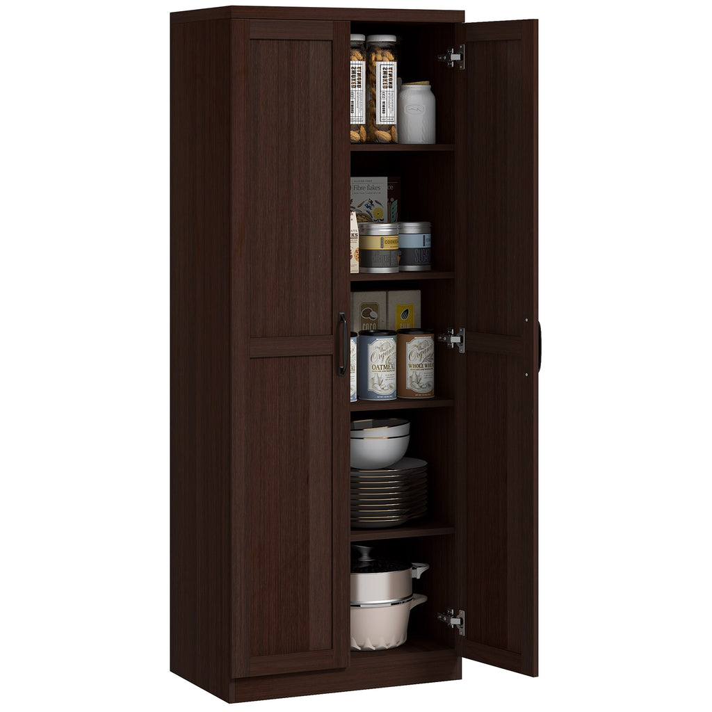 63" 2-Door Kitchen Pantry, Freestanding Cabinet with 2 Adjustable Shelves for Dining Room, Cinnamon Cherry Wood Grain