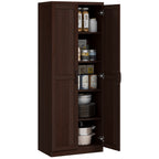 63" 2-Door Kitchen Pantry, Freestanding Cabinet with 2 Adjustable Shelves for Dining Room, Cinnamon Cherry Wood Grain