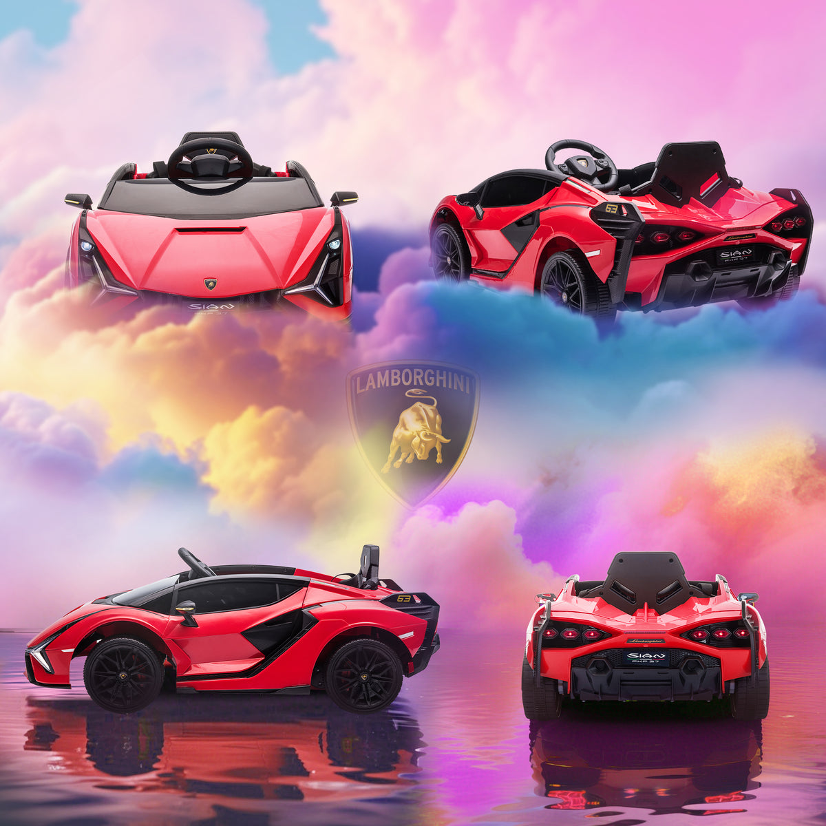 12V SIAN Licensed Electric Car for kids with Remote Control, Horn, Music, & Headlights, Red