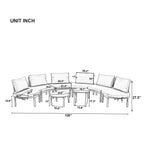 8-Piece Half Moon Sectional Sofa with 2 Coffee Table & Cushion, PE Wicker Patio Furniture for Backyard, 34.5'' L x 25.5'' W x 12.5'' H, Gray