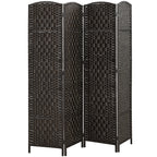 Room Divider, 4 Panel Folding Privacy Screen, 70.9" Tall Portable Weave Partition Wall Divider for Bedroom, Coffee