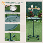 48" Rolling T-Stand, Parrot Stand, Bird Training Activity Playground With Wheels and Perch,, Bird Play Perch, Green