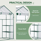 5' x 2.5' x 6.5' Mini Walk-in Greenhouse Kit, Portable Green House with 3 Tier Shelves, Roll-Up Door, and Weatherized Plastic Cover for Backyard Garden, Clear