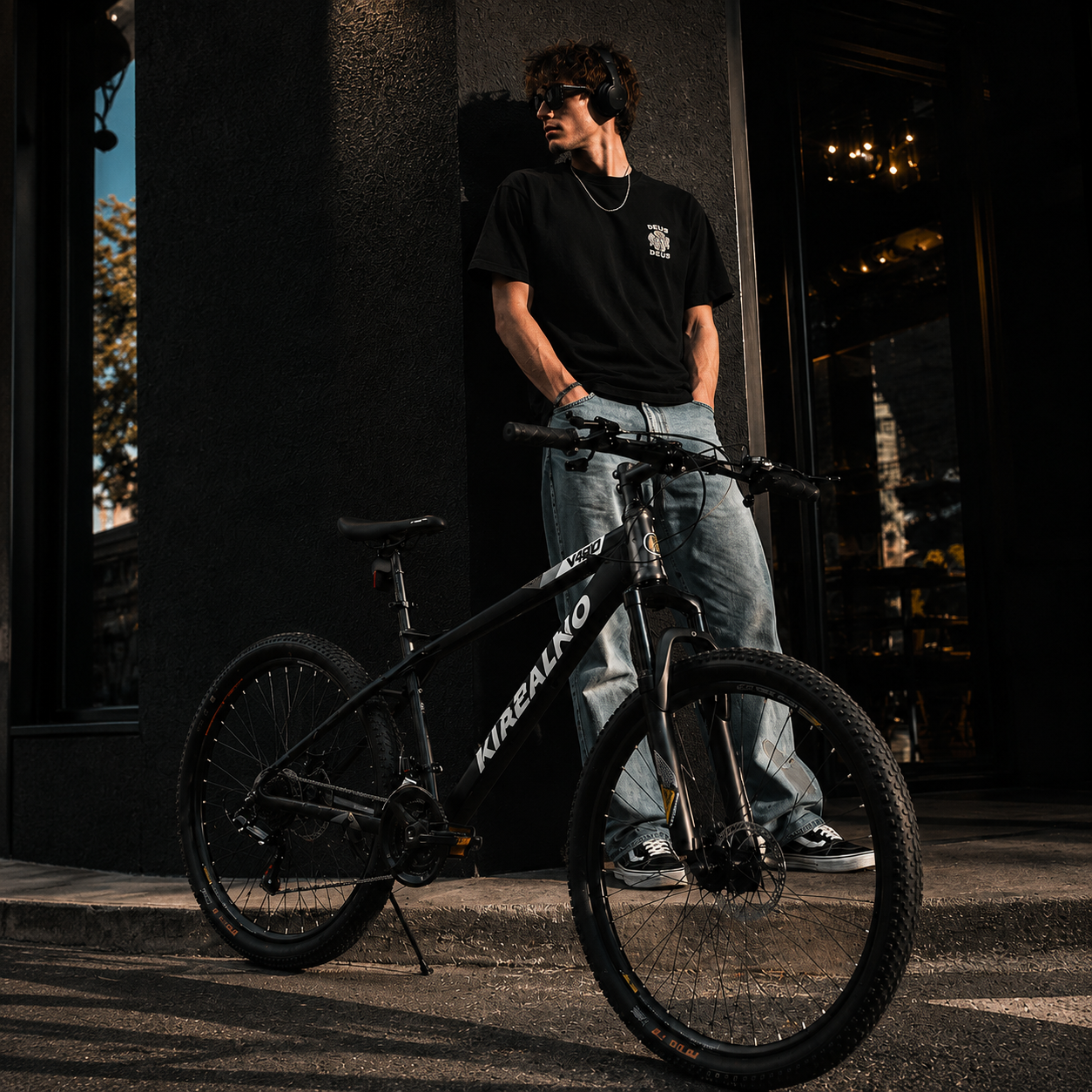 26" Mountain Bike with 21-Speed High-Carbon Steel Frame, Dual Disc Brakes, Adjustable Seatpost, 67" L x 26.5" W x 38.5" H, Black+Gray