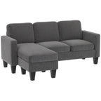 Sectional Sofa, L Shaped Couch, with Reversible Chaise or Ottoman, Dark Gray