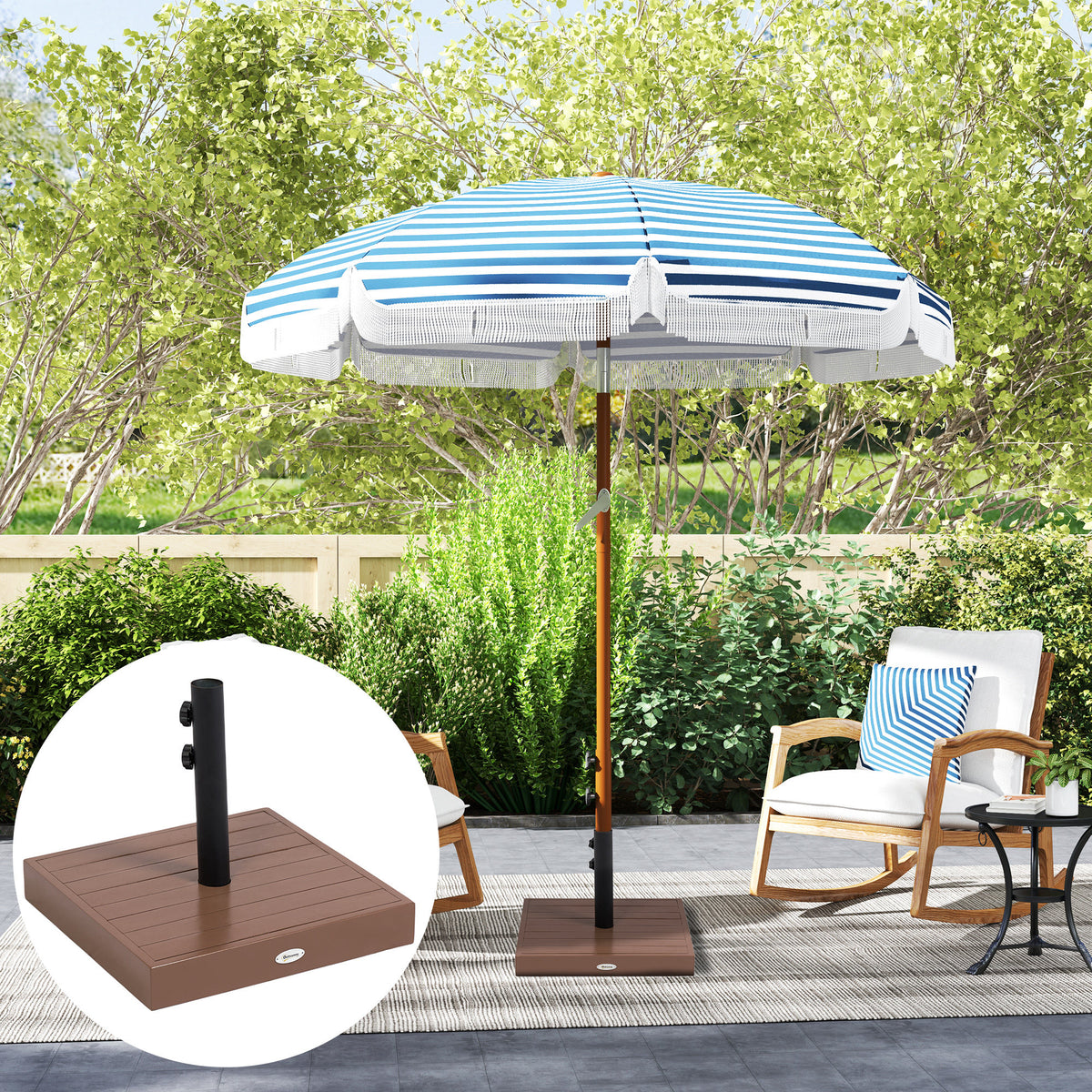 Patio Umbrella Base, 42 lbs. Concrete Heavy Duty Umbrella Base for 1.25/1.5" Poles, Coffee