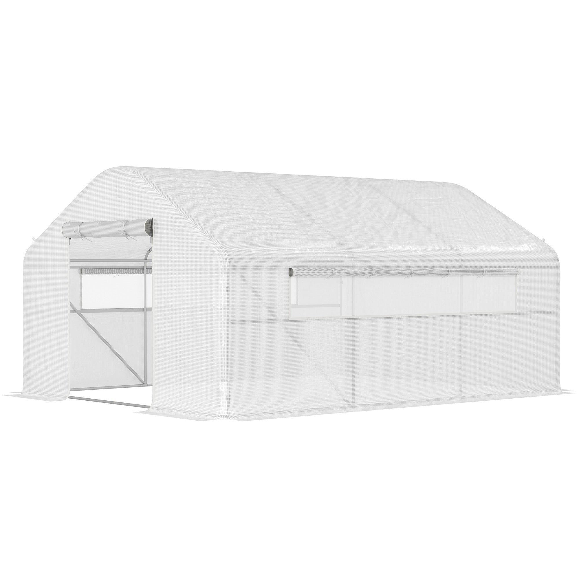 13' x 10' x 6.5' Tunnel Greenhouse Hoop House with Upgraded Galvanized Steel Frame and Large Windows, White