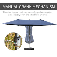 Double-Sided Patio Umbrella, Rust-Resistant Steel, Poolside Shade, Dark Blue