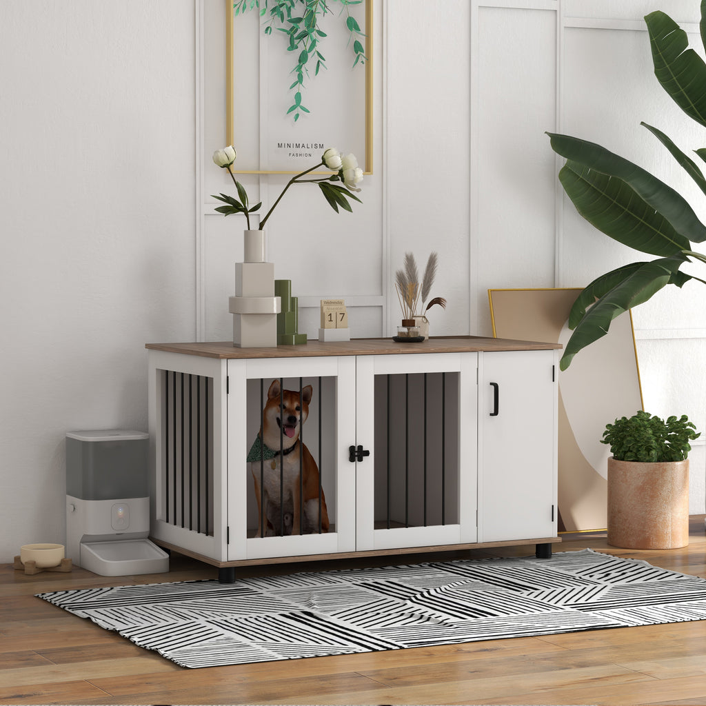 Dog Crate Furniture Side End Table Indoor w/ Storage, Double Doors
