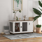 Dog Crate Furniture Side End Table Indoor w/ Storage, Double Doors