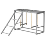 Chicken Activity Play with Swing Set for 3–4 Birds, Wooden Chicken Coop Accessory with Multiple Perches & Hen Ladder, Gray