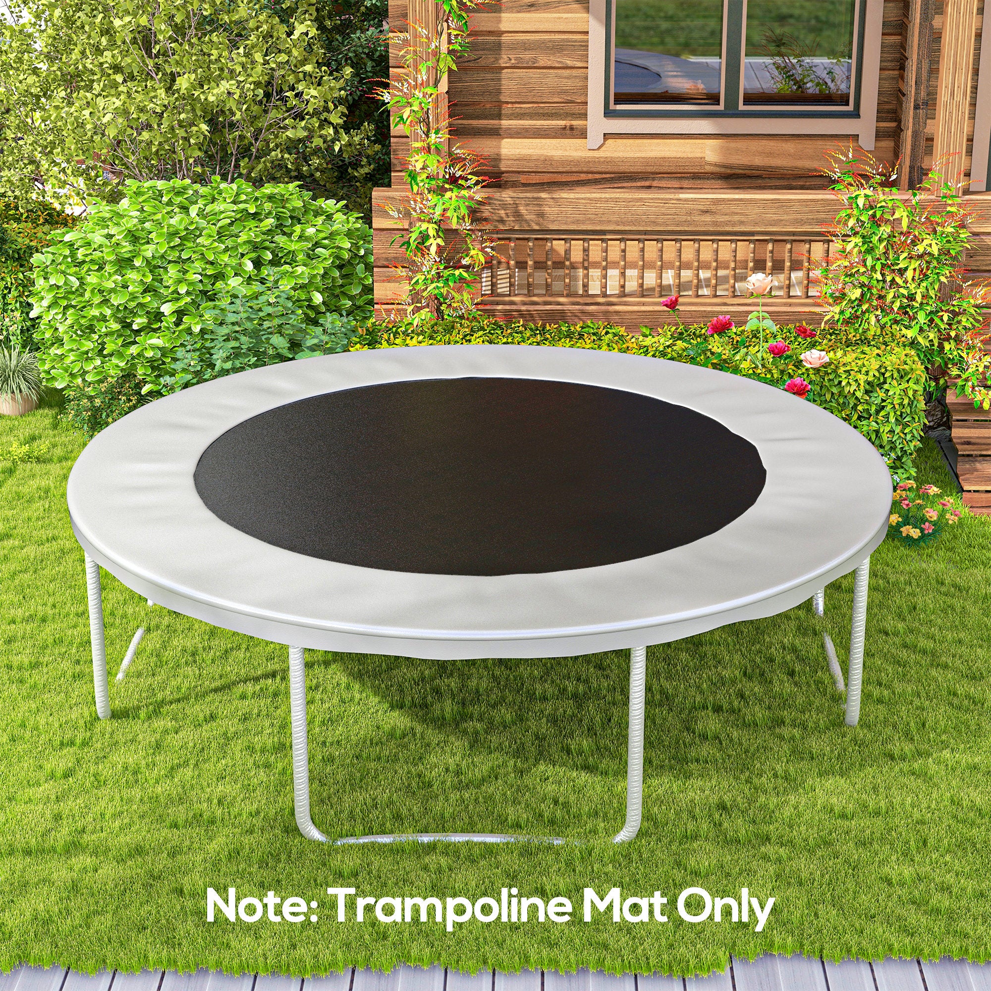 Trampoline Replacement Mat, Fits 12' Trampoline w/ 72 V-Hooks & 5.5" Springs (Spring & Frame not Included), Black