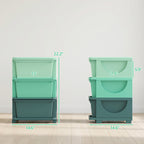 3 Tier Kids Storage Unit, Toy Organizers and Storage with 3 Drawer for Bedroom Nursery Living Room for Boys Girls Green