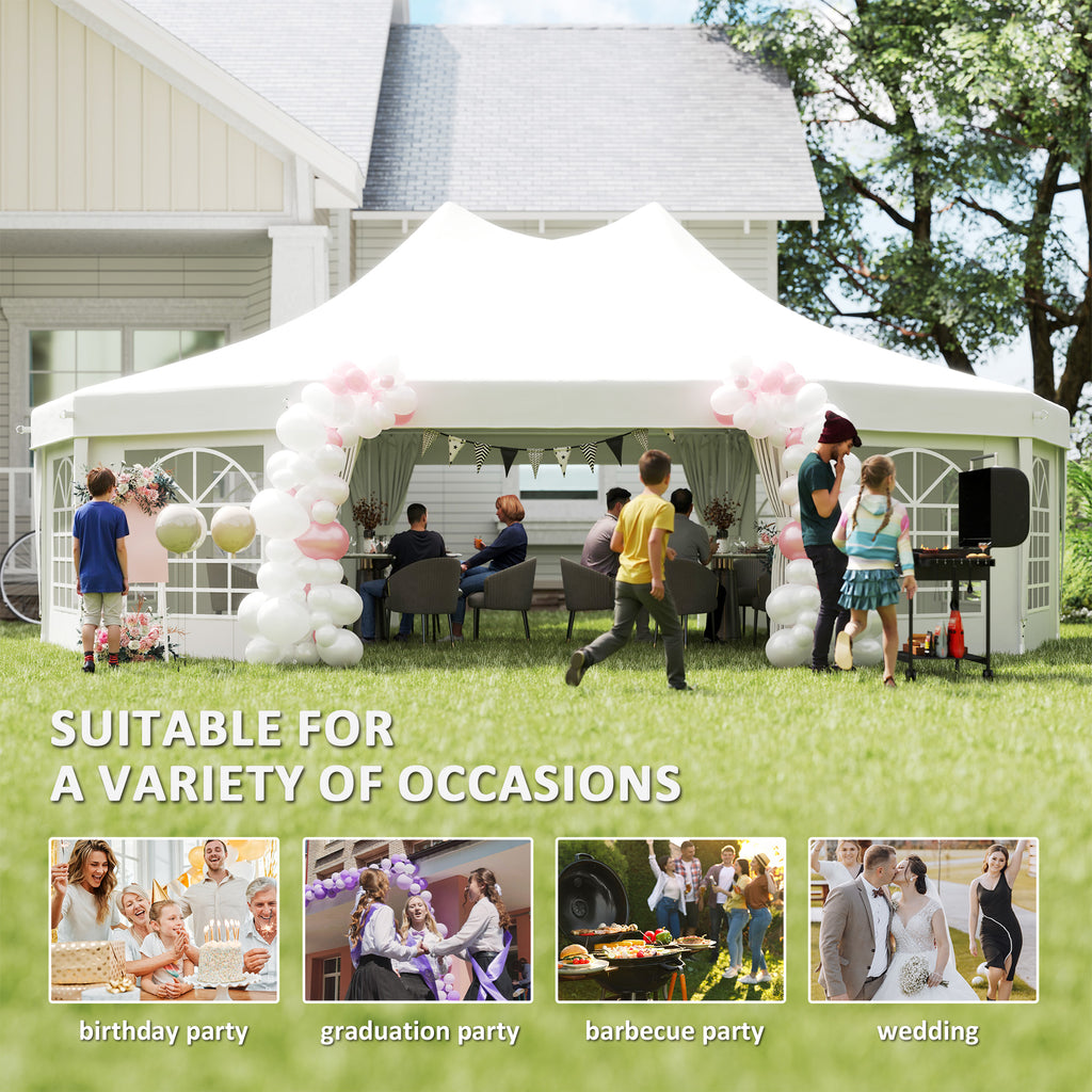 29' x 21' Canopy Party Event Tent with 2 Pull-Back Doors, White
