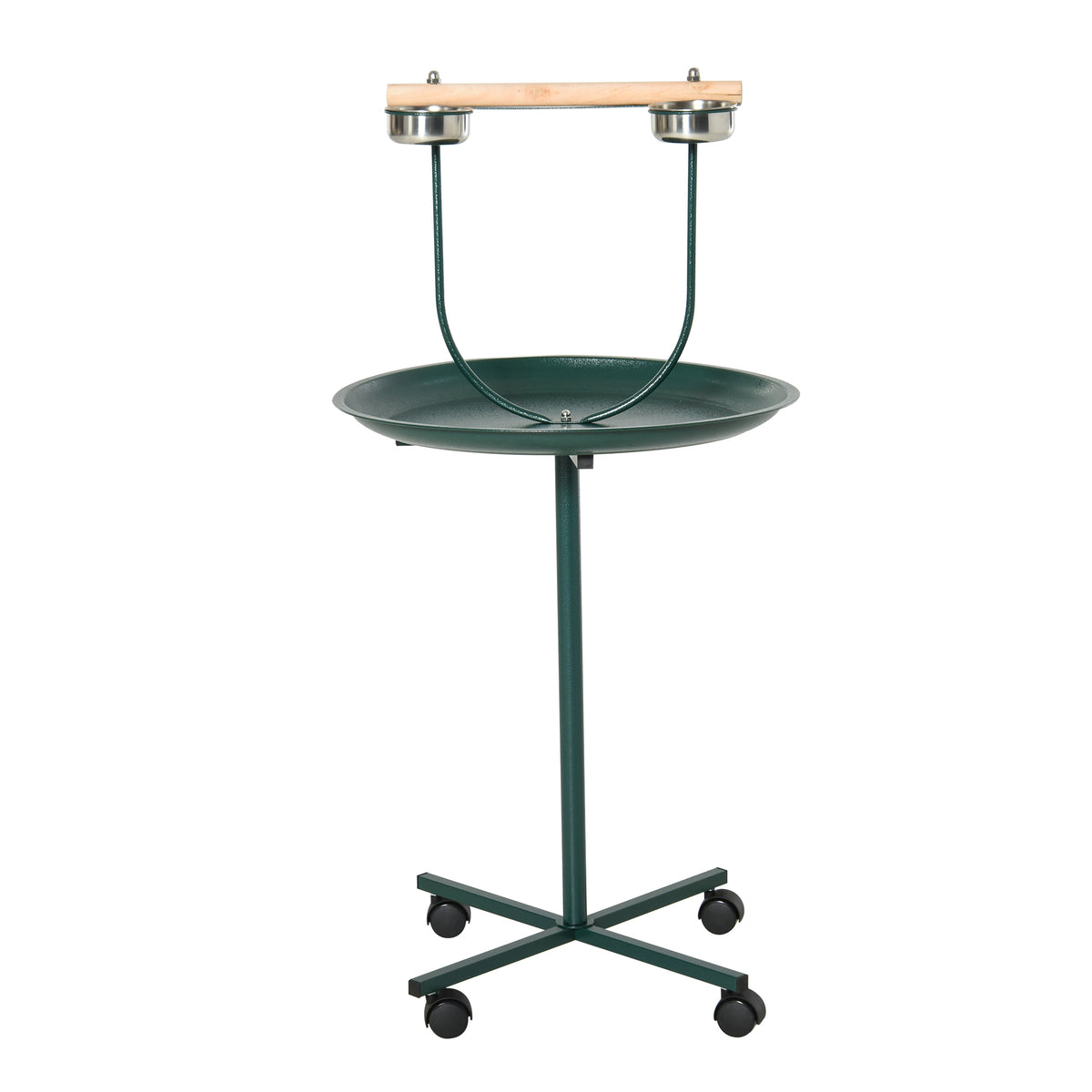 48" Rolling T-Stand, Parrot Stand, Bird Training Activity Playground With Wheels and Perch,, Bird Play Perch, Green