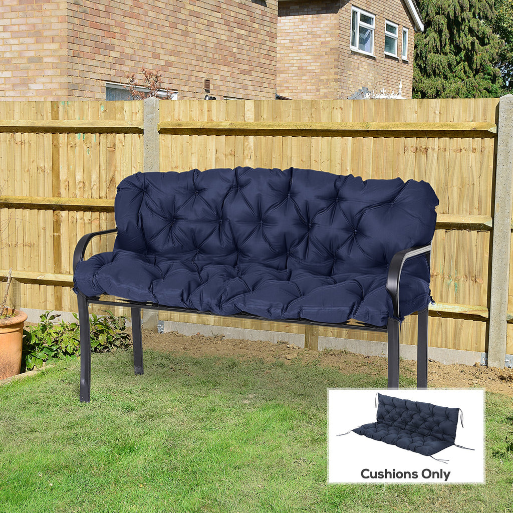 59" x 38" Tufted Bench Cushion for Outdoor Furniture, 3-Seater Replacement for Swing Chair, Patio Sofa/Couch, Dark Blue