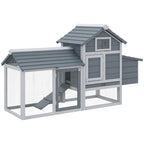 59" Small Wooden Chicken coop Hen House Poultry Cage for Outdoor Backyard with 2 Doors, Nesting Box and Removable Tray, Gray
