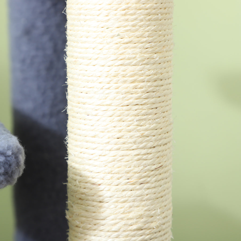 4 Levels Cat Steps with Scratching Posts for High Bed, Sofa, Gray