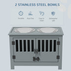 Dog Food Storage Cabinet with Bowls & Dog Feeding Station, Gray