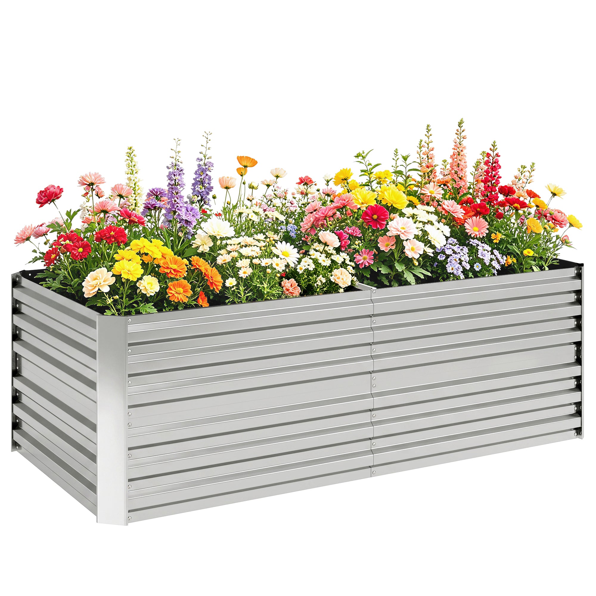 Galvanized Raised Garden Bed, Steel Outdoor Planters with Reinforced Rods, 71" x 36" x 23", Silver