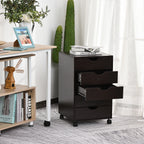5 Drawer File Cabinet Storage Organizer Filing Cabinet with Nordic Minimalist Modern Style & Wheels, Brown