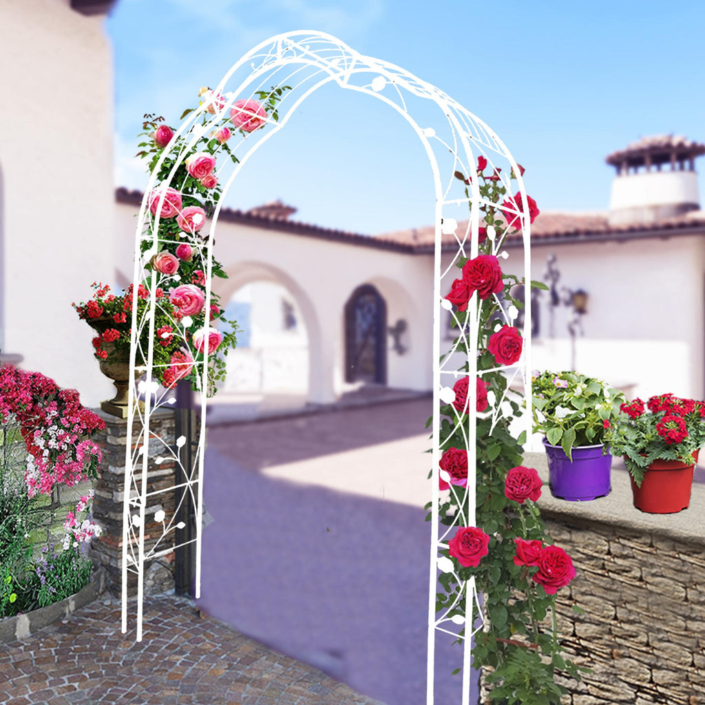 8 Styles Freely Assembled Rust-Resistant Arbor, Metal Garden Arch Trellis for Wedding, Party Archway, 59" L x 15.5" W x 98.5" H, Cream White