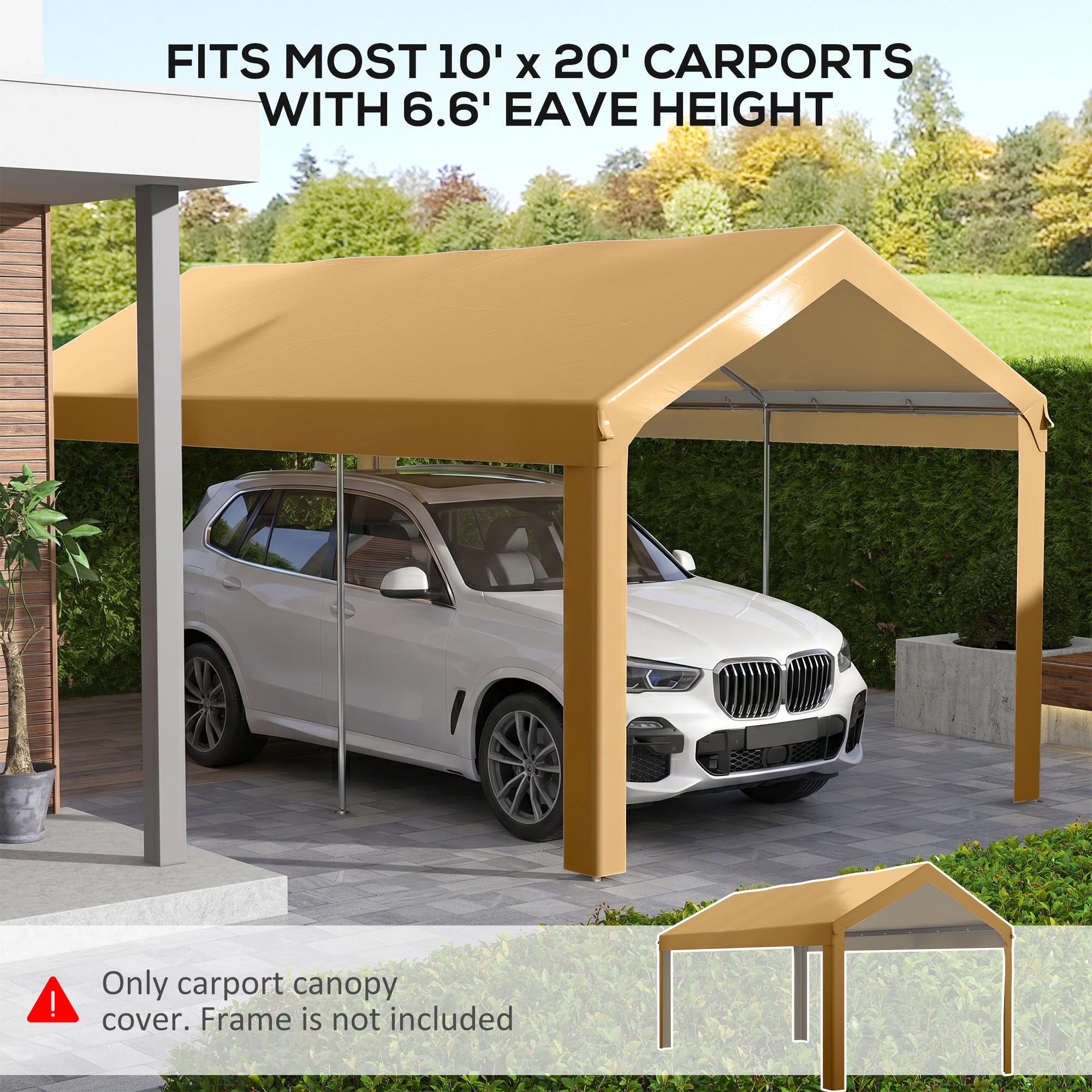 10 x 20ft Carport Roof, UV Resistant Canopy Replacement, Fits 84C-378V00 and 84C-206 Series, Beige