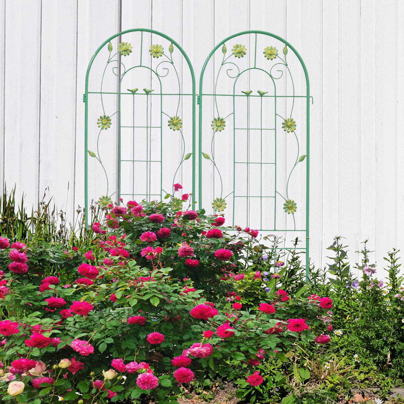 4 Pack Metal Garden Trellis with Sturdy Iron Construction, 71" Rustproof Climbing Plant Support, Green