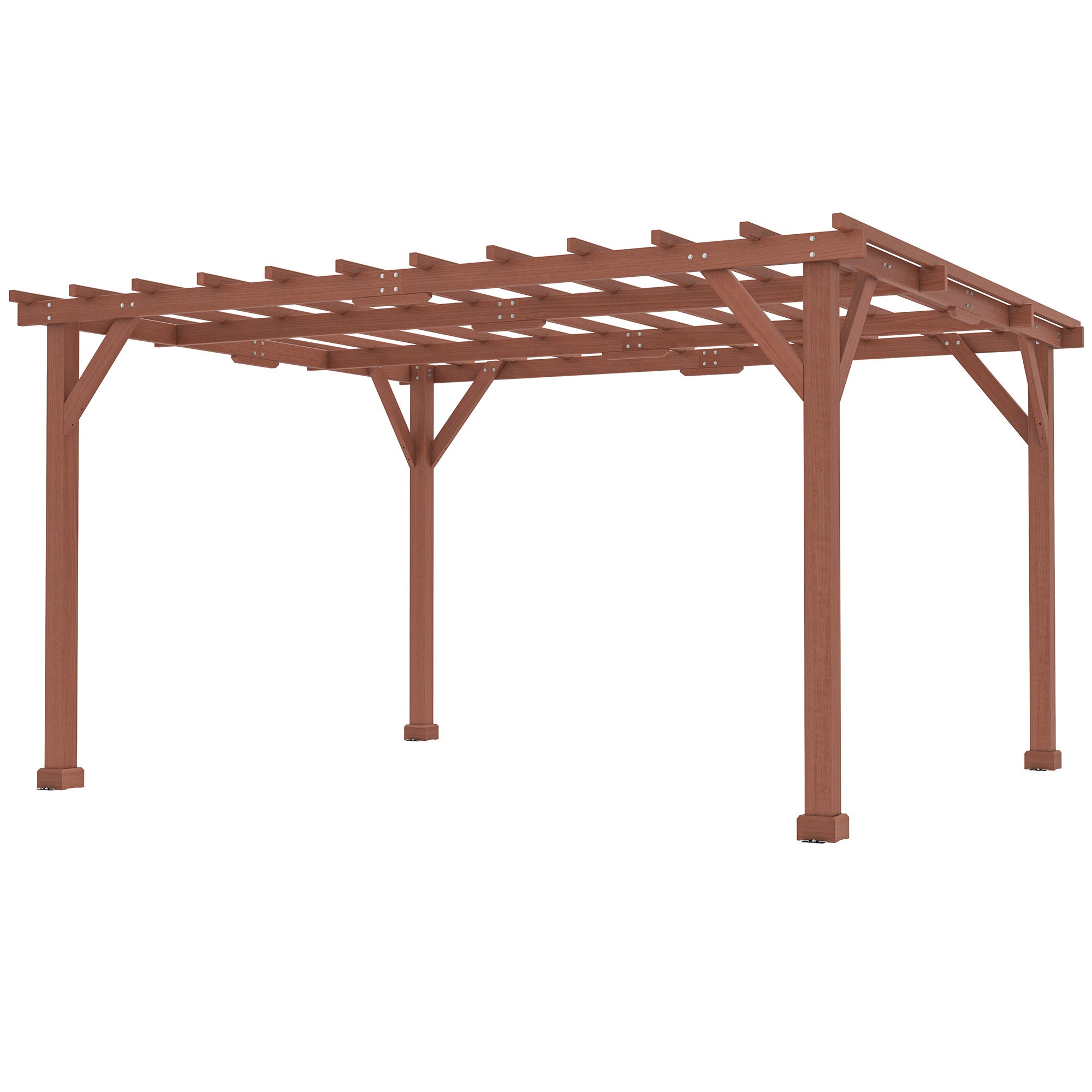 11' x 12.5' Outdoor Wood Pergola with Grape Trellis for Patio, Deck, Backyard, Lawn