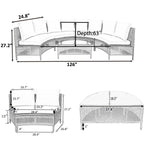 5 Piece Half-Moon Patio Sectional with Glass Table, All-Weather Wicker Sofa with Thick Cushions, 47.5" L x 27" W x 27" H, Grey