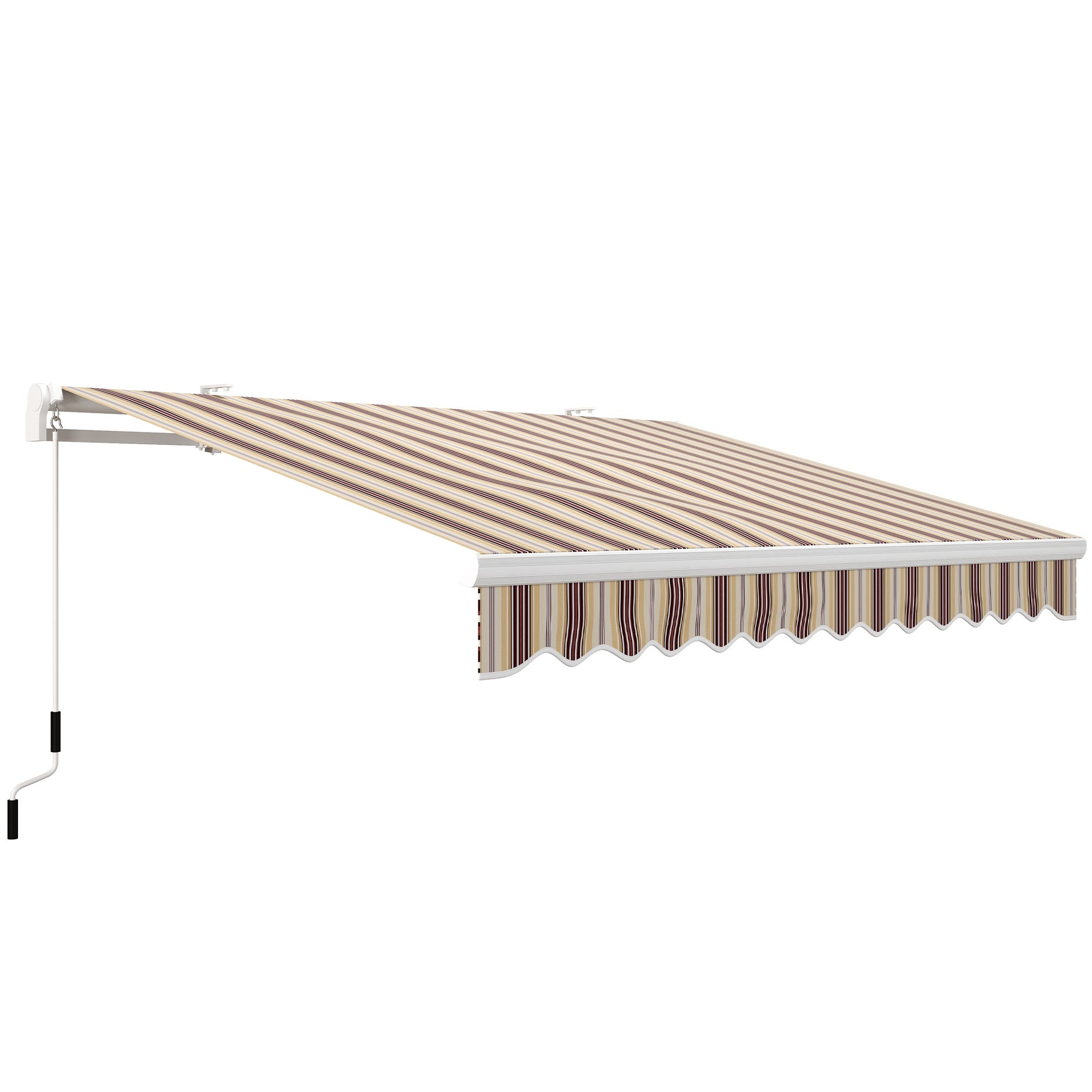 13' x 8' Retractable Awning, Patio Awnings, Sunshade Shelter w/ Manual Crank Handle, UV & Water-Resistant Fabric and Aluminum Frame for Deck, Balcony, Yard, Red Stripes