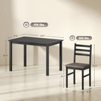 5-Piece Small Kitchen Table Set for 4, Farmhouse Dining Table Set with Upholstered Chairs and Rubber Wood Legs, Black