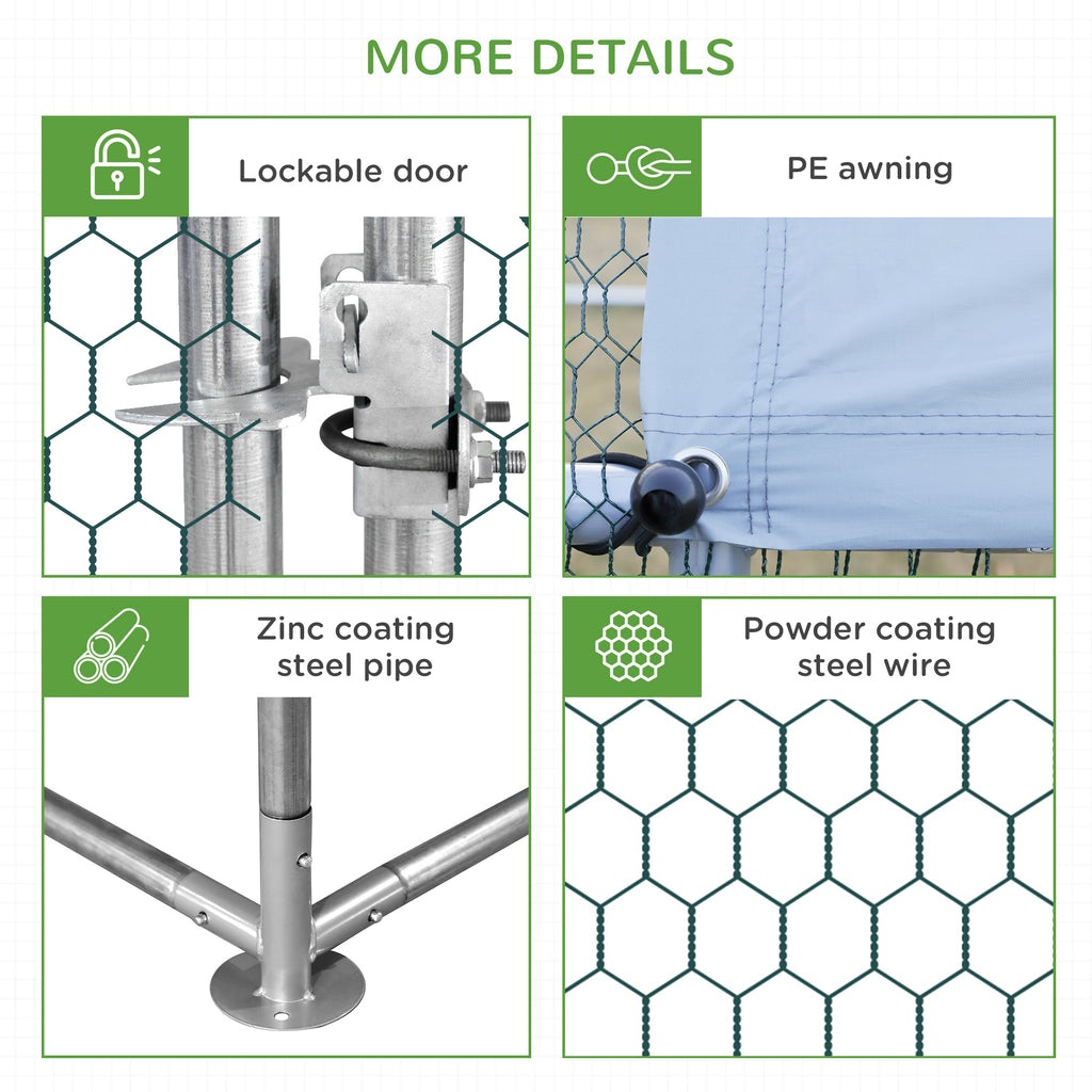 Large Chicken Coop Metal Chicken Run with Waterproof and Anti-UV Cover, Spire Shaped Walk in Fence Cage Hen House for Outdoor and Yard Farm Use, 1" Tube Diameter, 9.8' x 26.2' x 6.6'