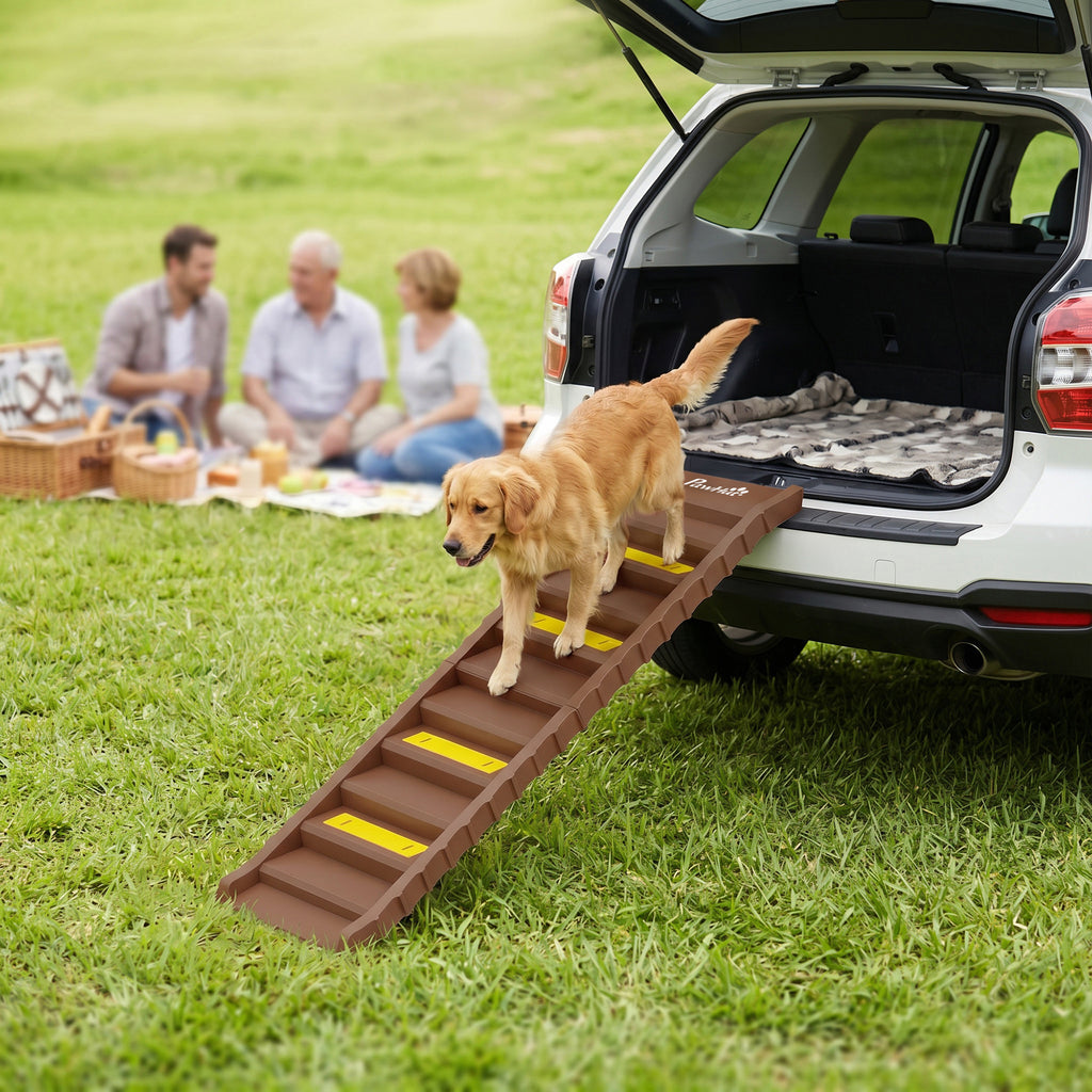 Dog Stairs for Car Truck SUV, Foldable Dog Ramp for Large Medium Small Dogs, Brown