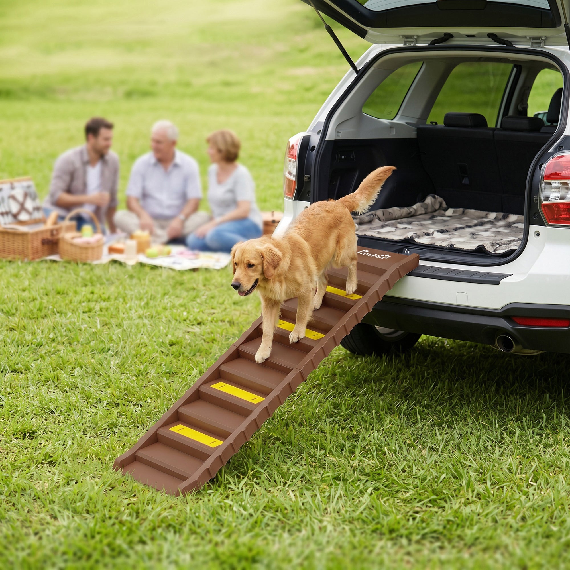 Dog Stairs for Car Truck SUV, Foldable Dog Ramp for Large Medium Small Dogs, Brown