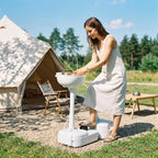 Portable Camping Sink, HDPE Handwashing Station Basin with 4.5 Gal Tank, 6.3 Gal Recovery Tank, Wheels & Soap Dispenser