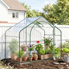 6' x 3' x 5' Portable Walk-in Greenhouse, Plastic Cover, Steel Frame Garden Hot House, Zipper Door, Top Vent for Flowers, Vegetables, Saplings, Tropical Plants, Clear