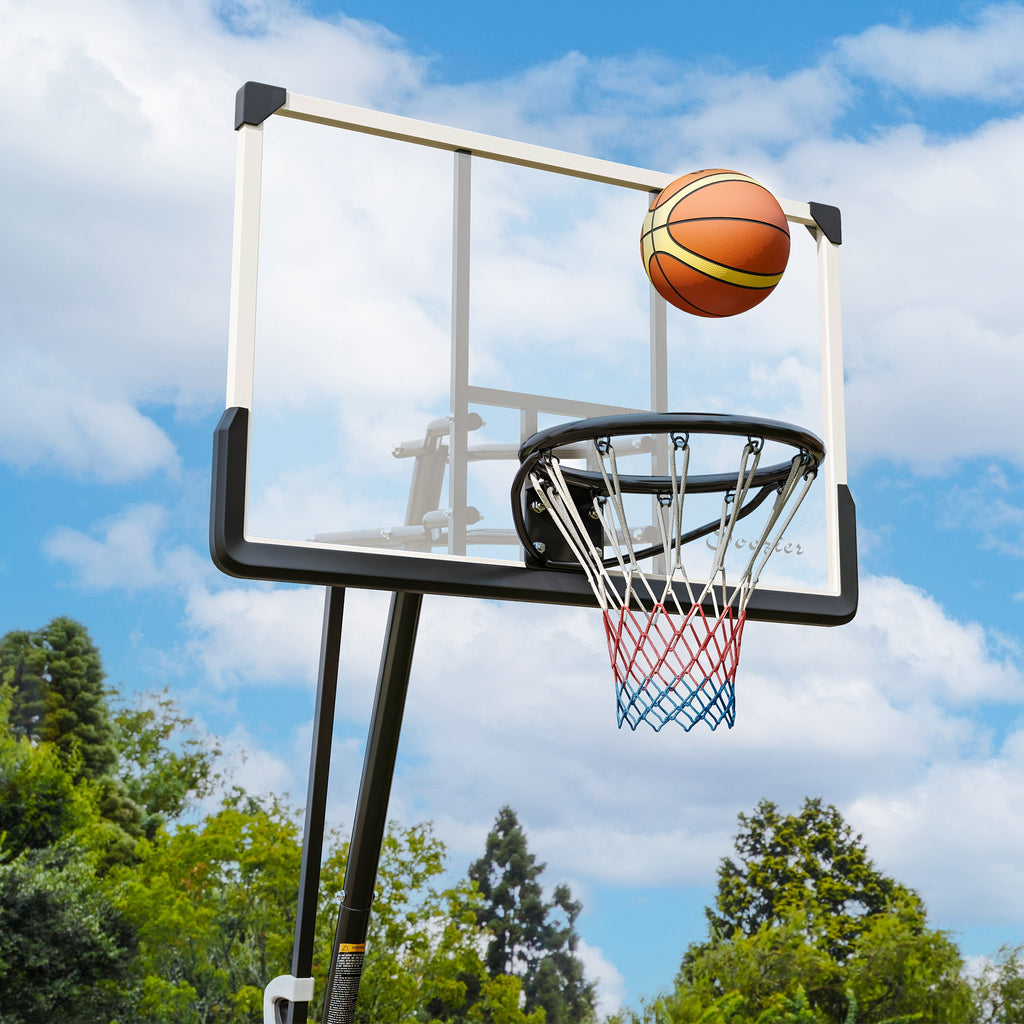 4.9-10' Basketball Stand, Freestanding Basketball System with 44" Shatterproof Backboard, Rebound System and Wheels