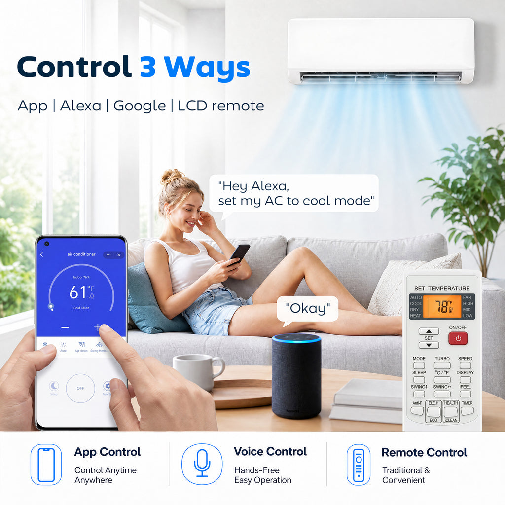 12000 BTU Mini Split Air Conditioner, 22 SEER2 115V WIFI Enabled Inverter AC Unit Cools up to 750 Sq.Ft