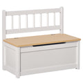 2-in-1 Kids Wooden Toy Organizer Chest Storage Box with Seat Bench Cabinet Chunk Cube with Safety Pneumatic Rod White