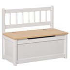 2-in-1 Kids Wooden Toy Organizer Chest Storage Box with Seat Bench Cabinet Chunk Cube with Safety Pneumatic Rod White