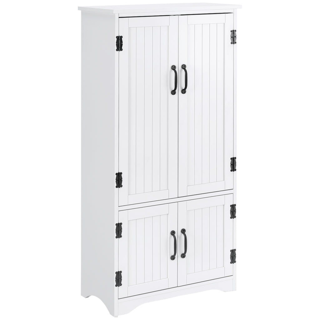 Accent Floor Storage Cabinet Kitchen Pantry with Adjustable Shelves and 2 Lower Doors, White